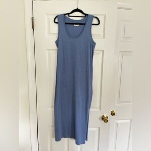 Pact women’s light blue organic cotton tank mid dress, small